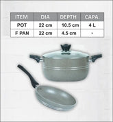 Cooking pot and Frying pan set in Beige Color